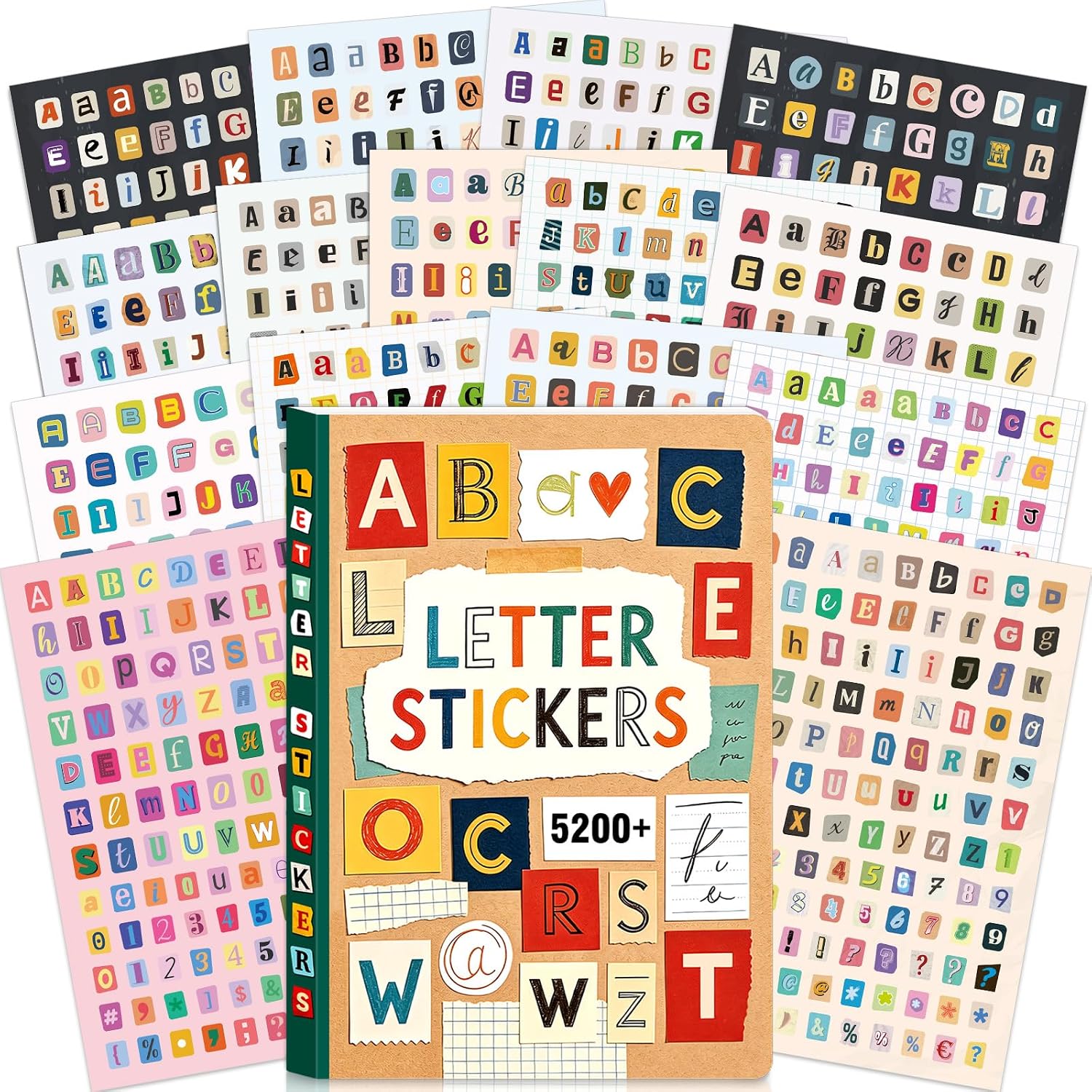 Vintage Collectible Books - 5200+ autocollants alphabétiques colorés autocollants numériques