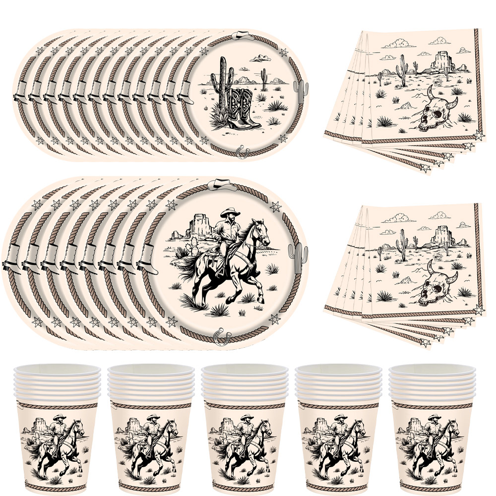 Vaisselle Jetable Thème Cowboy - Vintage Things Collection avis et prix